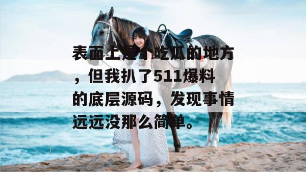 表面上是个吃瓜的地方，但我扒了511爆料的底层源码，发现事情远远没那么简单。